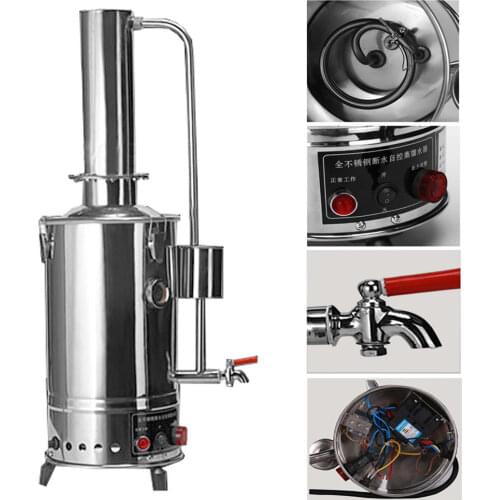 10L Litres Water Control Type New Stainless Electric Medical/Home/Lab Pure Water Distiller Filter Purifier Brew Kits