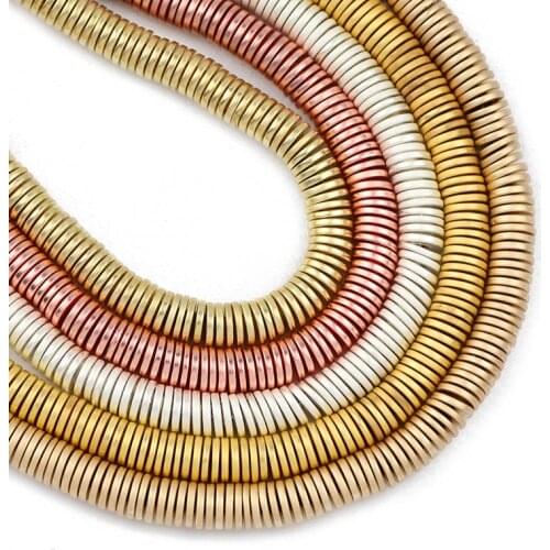 JHNBY Matte Rose Gold Flat Round COINS Hematite 6x1mm Natural Stone Spacers Charm Loose Beads For Jewelry Making Diy Accessories