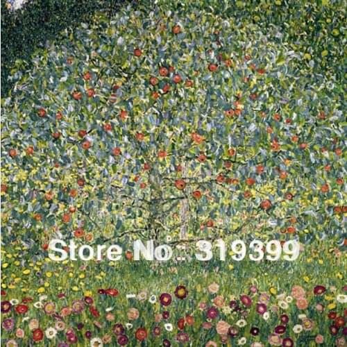 Oil Painting reproduction on Linen Canvas,Apple Tree I by gustav klimt,100% handmade,oil painting,Free fast ship,Museam Quality