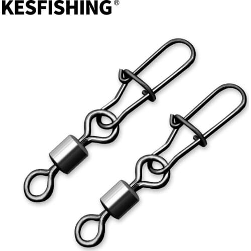 KESFISHING 20pcs Fishing Connector Pin Bearing Rolling Swivel Snap Fishhook Lure Tackle Pesca Fishing Accessories