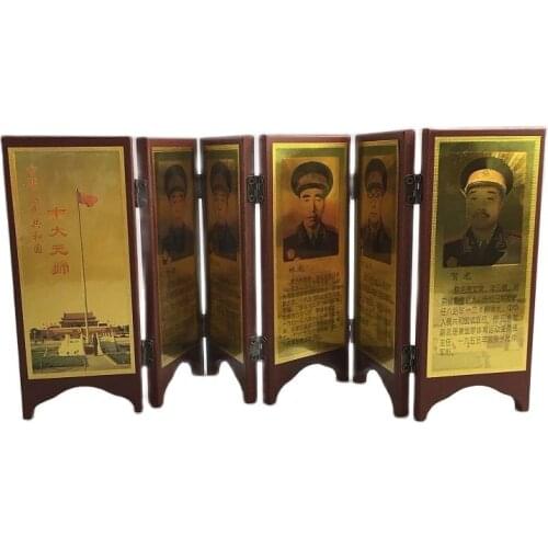 Collection of ten marshals' solid wood and gold foil screens by hand in China