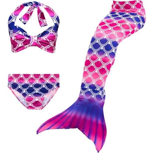 3 pcs Halter Top bikini mermaid swimsuit kids swimming suit for girls swimwear high waist Mermaid Tail Assembled with Monofin