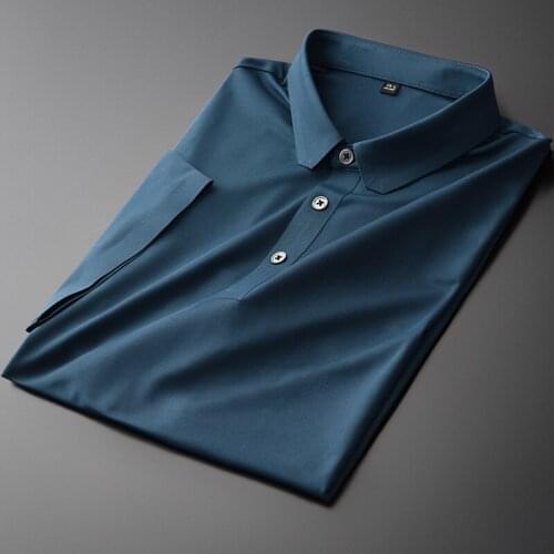 Summer Blue Mens Luxury Short Sleeve Ventilate Thin Casual Male T-shirts Plus Size 4xl Fashion Slim Fit Man Tee