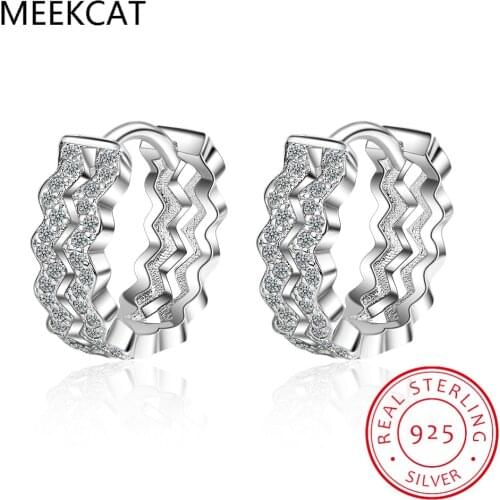 Baby Princess 925 Silver Cute Double Wave Hoop Earrings For Child Girl Women Zirconia Small Loop Huggies Earring Korea Jewelry