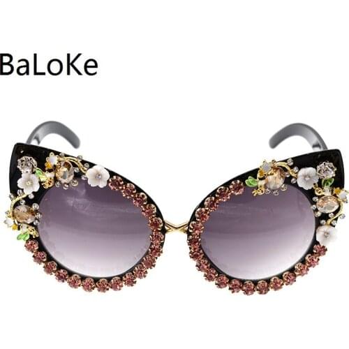 Fashion Sunglass Women New Brand Sunglasses Jewelry Decoration Cat Eye Sunglasses Vintage Shades Eyewear