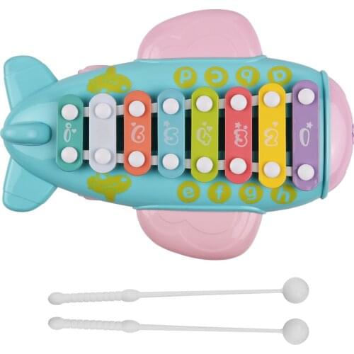 Muslady 8-key Kids Xylophone Toy Airplane Shape with Pair of Mallets for Early Musical Educational Percusssion Instrument