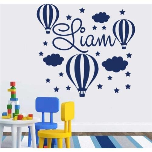 Name wall sticker baby kids room decoration boy name airballon Vinyl decal room decor cloud and star decal nursery decor HY254