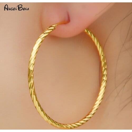Muslim New Golden Fashion Big Circle Shape Ladies Lucky Charm Earrings Simple Jewelry Earrings Luxury Jewelry Accessories
