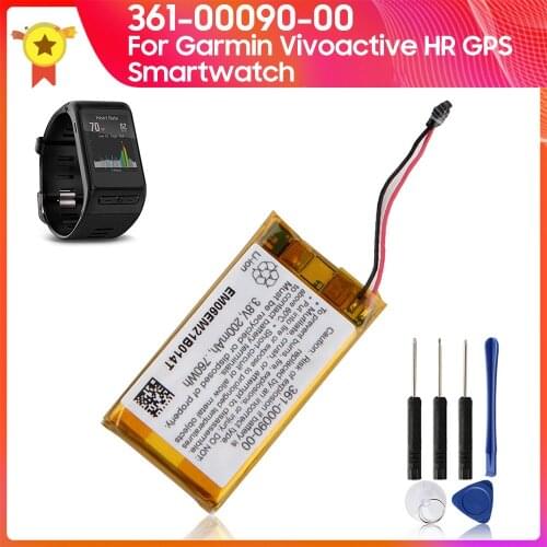 Original GPS Smartwatch Battery 361-00090-00 for Garmin Vivoactive HR GPS Smartwatch Replacement Battery 200mAh +Tools