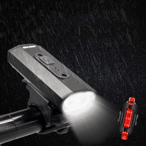 Bike Front Light USB Rechargeable LED Lamp Cycling Bicycle Black Outdoor