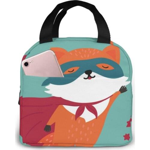 Fox Hero Lunch Bag Portable Insulated Thermal Cooler Bento Lunch Box Tote Picnic Storage Bag Pouch