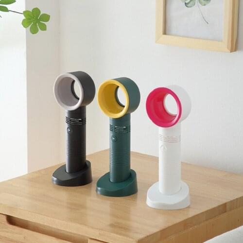HA-Life USB Rechargeable Portable Bladeless Fan Handheld Mini Cooler No Leaf Handy Cooling Fan Air Cooler Fans Desktop 3 Gears