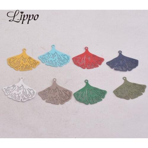 50pcs AB3811 20*25mm Ginkgo Leaves Charms Filigree Ginkgo Tree Pendants DIY Girls Earrings Making