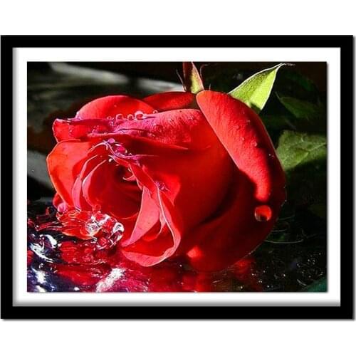 Full Square Diamond 5D DIY Diamond Painting "Red rose flower" Embroidery Cross Stitch Rhinestone Painting Decor Gift