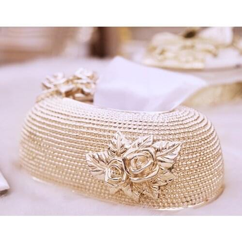 Romantic Luxury Shine Living Room Art Decoration Rose Gold Tissue Box