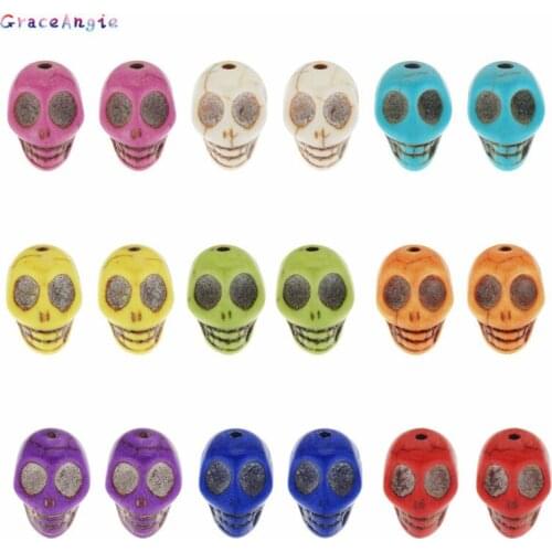 Mixed Artificial Stone skull Stone Beads Natural Ball Stone Spacer Europen Jewely Findings Earring DIY beads For Anklet DIY