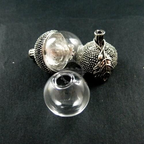 Vintage style antiqued silver oak nut 20mm glass dome set DIY pendant charm supplies 1830050