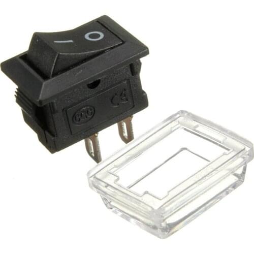 Waterproof 2Pin On/Off Rectangle Rocker Switch w/ Cover Car Dashboard Dash Boat 6A 250VAC / 10A 125VAC