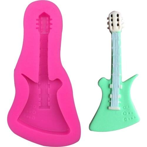 High quality 3D Violin Silicone Mold Guitar Fondant Cake Decorating Tools Mould For Soap chocolate sugar art displays T0210