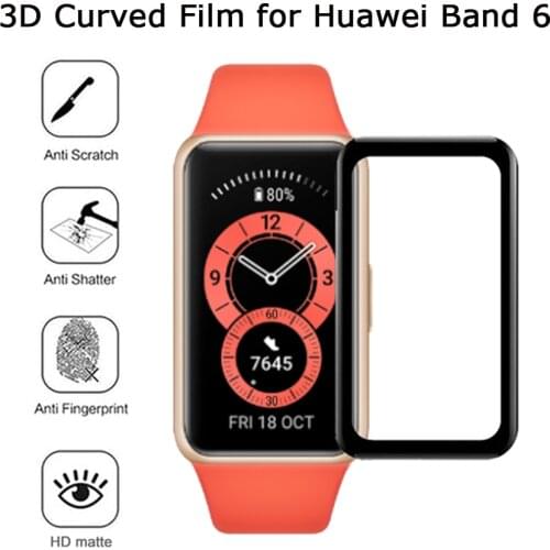 3D Curved Protective Film for Huawei Band 6 Soft Glass Screen Protectors Film for Huawei Band 6 Smart Bracelet Accessories