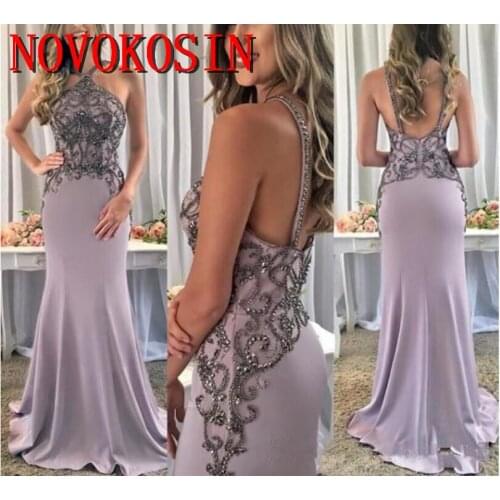 Custom Made Crystals Sexy Mermaid 2019 Evening Dresses Spaghetti Beaded Backless Satin Dresses Cheap Pageant Formal Party Gowns