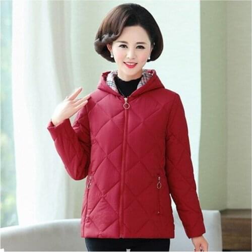 Winter cotton coat short section plus velvet hooded long-sleeved middle-aged Solid color elderly warm slim cotton coat D191
