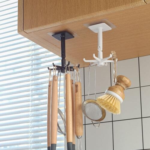 1Pcs 360° Rotatable Kitchen Hook Multi-Purpose ABS Hooks Kitchen Tool Organizer Support 2Colors