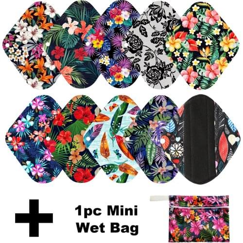 10Pcs Reusable Pads Bamboo Charcoal Pads Sanitary Pads Washable Panty Liner Mama Maternity Menstrual Cotton Dads