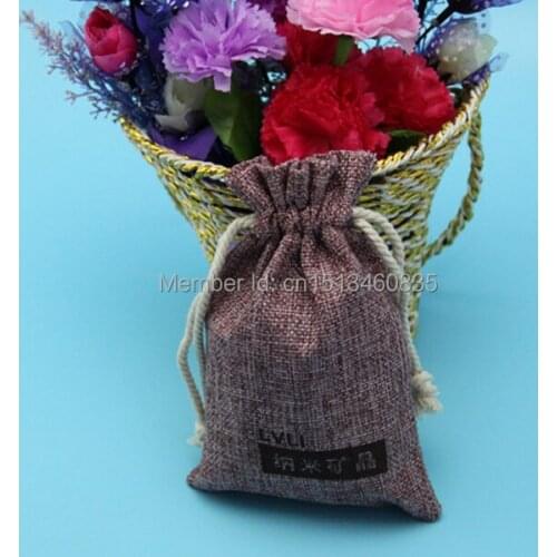 100pcs/lot CBRL jute/linen/flax drawstring bags&pouch for ornament/rice/corns,Various colors,size customized,wholesale