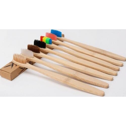 1000 pcs new mixed color bamboo toothbrush Eco Friendly wooden Tooth Brush Soft bristle Tip Charcoal adults oral care toothbrush