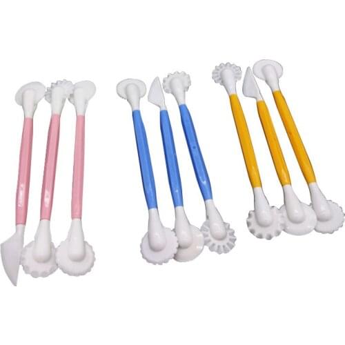 3pcs/set Plastic Sugarcraft Wedding Cake Decorating Pen 6 Patterns Flower Modelling Engraving Tool Fondant Cake Decorating Tools