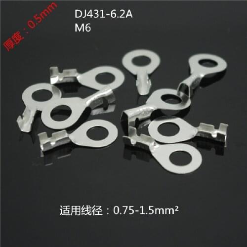 6.2 Circular Terminals Cold Press Terminals M6 Lugs Copper Opening Nozzles Bare Tip DJ431-6ABCD