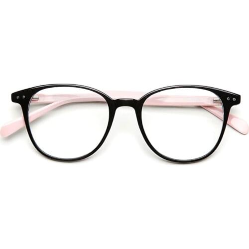 Acetate Women Eye Glasses Frames Rivet Retro Pink For Women Vintage Spectacles Transparent Eyeglasses Classic Design#OQ16008