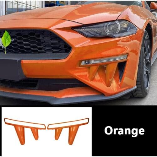 ABS Car Fog Lamp Frame Modification Accessories Fangs Styling for 18-20 Ford Mustang Car Front Lip Decoration Stickers