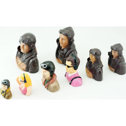 Free Shipping 1/9 1/5 1/6 Scale Figure Pilots Toy Model With Headset Glass for RC Plane Accessories Hobby