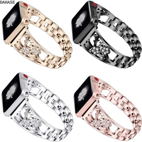 Diamond Flower Band For Apple Watch Series 1 2 3 4 5 6 SE Stainless Steel Strap For iWatch 38/40mm 42/44mm Plum Blossom Bracelet