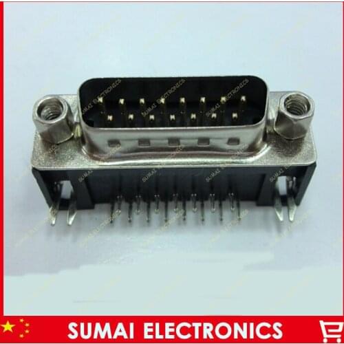 DB15 male plug connector 90 degree 15pin 2 rows Serial connector Free shipping