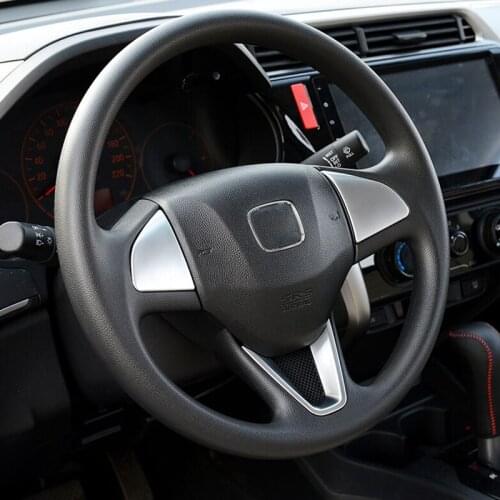 For Honda City 2014 2015 2016 ABS Matte/Carbon Fibre Car Steering Wheel decoration Cover trim Car Styling Accessories 3pcs