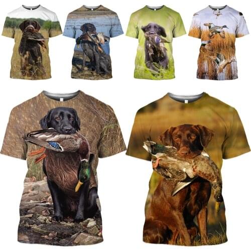 HOXIXIB Fishing T Shirt Men Hound Training Hot 3D Print Field Hunt Tshirt Women Harajuku Wild Animals Mallard Cosplay Sportswear