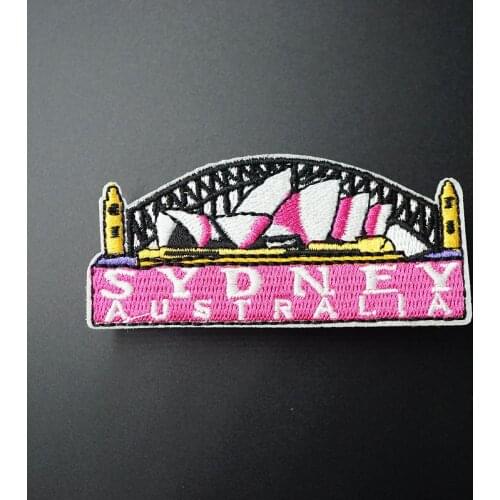 City Pink Size: 4.0x8.6cm Iron On Patches Sewing Embroidered Applique Jacket Clothes Stickers Badge DIY Apparel Accessories