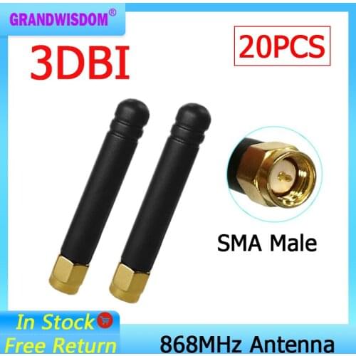 20pcs GSM 868MHz 915MHz antenna 3bdi SMA Male Connector GSM antena 868 MHz 915 MHz antenne white small size antennas for Lorawan