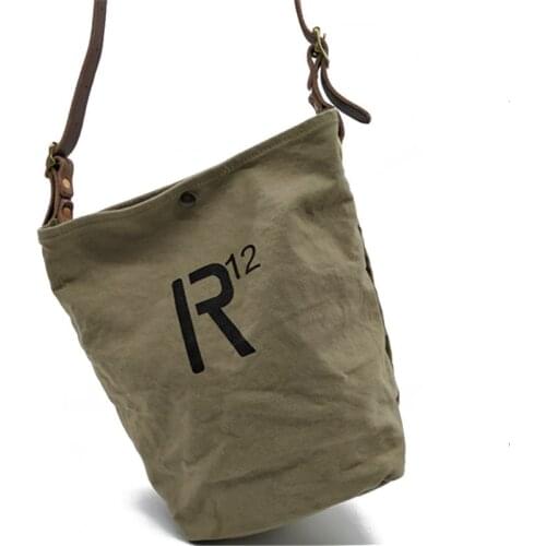 Canvas Leather Designer Shoulder Bag Men Crossbody Bag Vintage Small Outdoor Tactical Bag