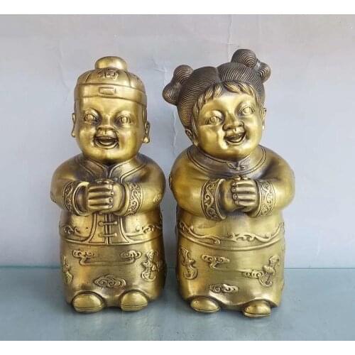 Chinese bronze craftsmanship creates statues of little boys and girls The Golden Boy and Jade Girl Statue implies a natural pair