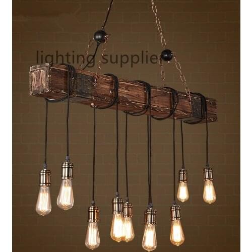 Loft Style Creative Wooden Droplight Edison Vintage Pendant Light Fixtures For Dining Room Hanging Lamp Indoor Lighting