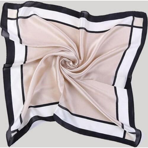 Hot Women Striped Square Scarf Imitated Silk Scarves Leopard Stewardess Hostess Ladies Office Neckerchief Foulard Bandana 70cm