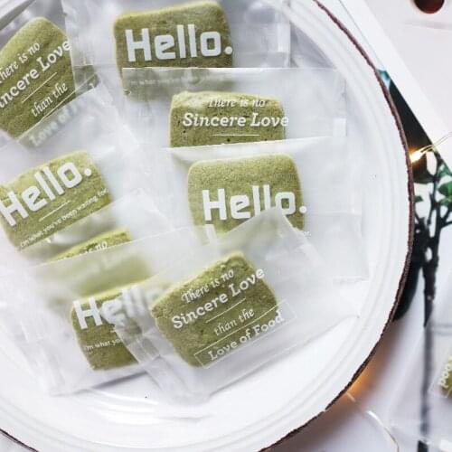 100pcs "Hello" Frosted Biscuit Bag Sealed Bag Snowflake Crisp Cranberry Cookie Nougat Bakery Food Packaging Bag Candy Packing