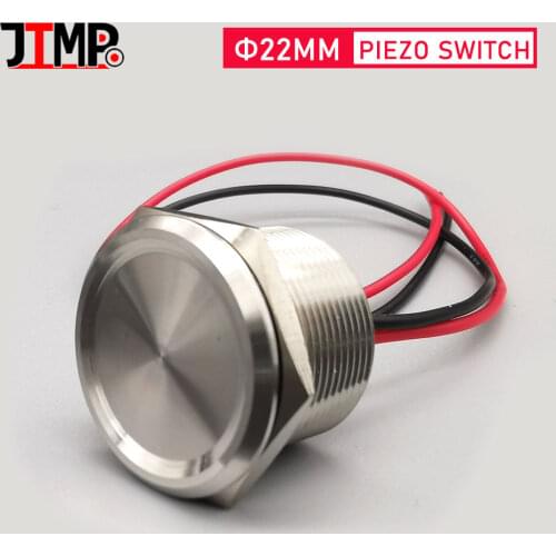 200MA 24VDC 22mm Metal Piezo Switch Flat Head Stainless Steel Momentary Touch Push Button