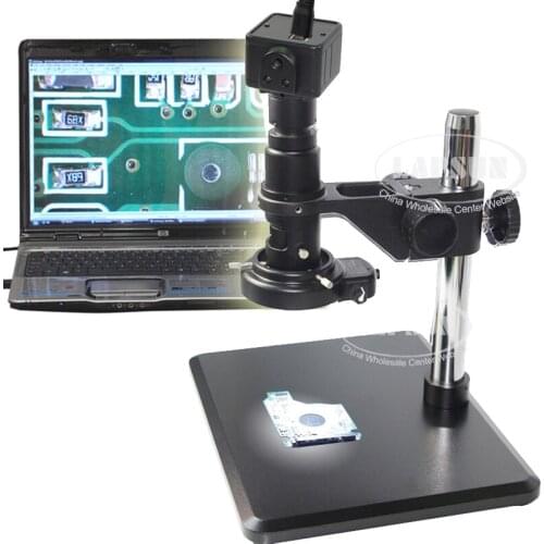 16X - 160X 5.0MP FHD USB Microscope Camera Zoom C-mount Lens + Metal Heavy Stand Long Working Distance