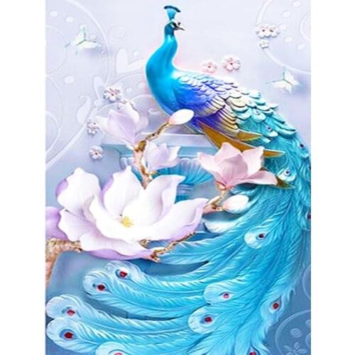 5D Diamond Painting Kits Full Round AB Drill Peacock Animal Diamond Embroidery Mosaic Rhinestone Pictures Home Decor Art