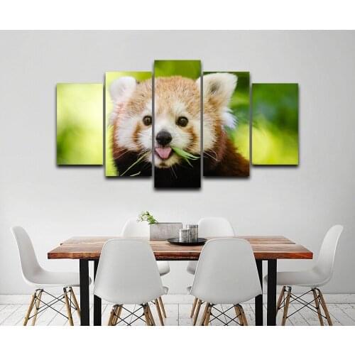 Wall Art Canvas Paintings 5 Pieces Bedroom For Living Room Home Decor Lovely Red Panda Pictures Ailurus Animal Posters